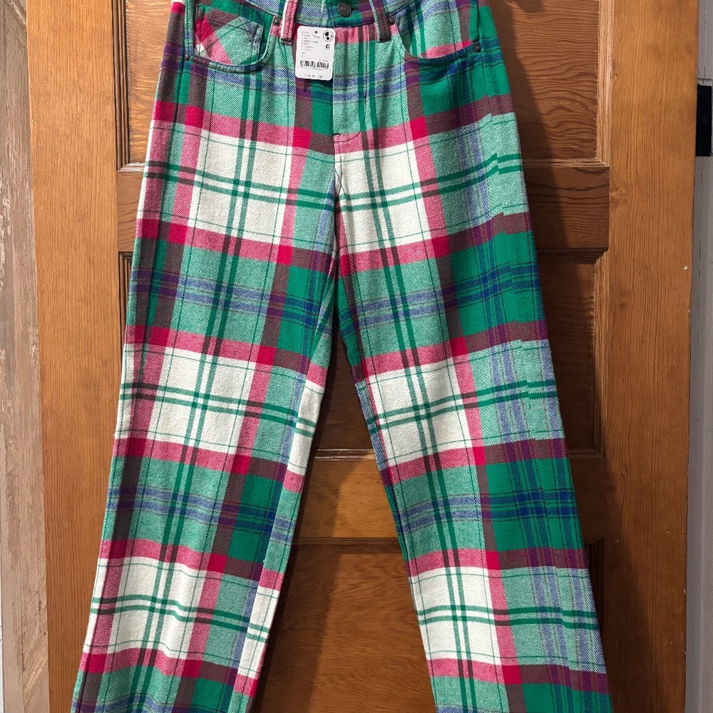 FREE PEOPLE PLAID PANTS - Picture 2 of 10